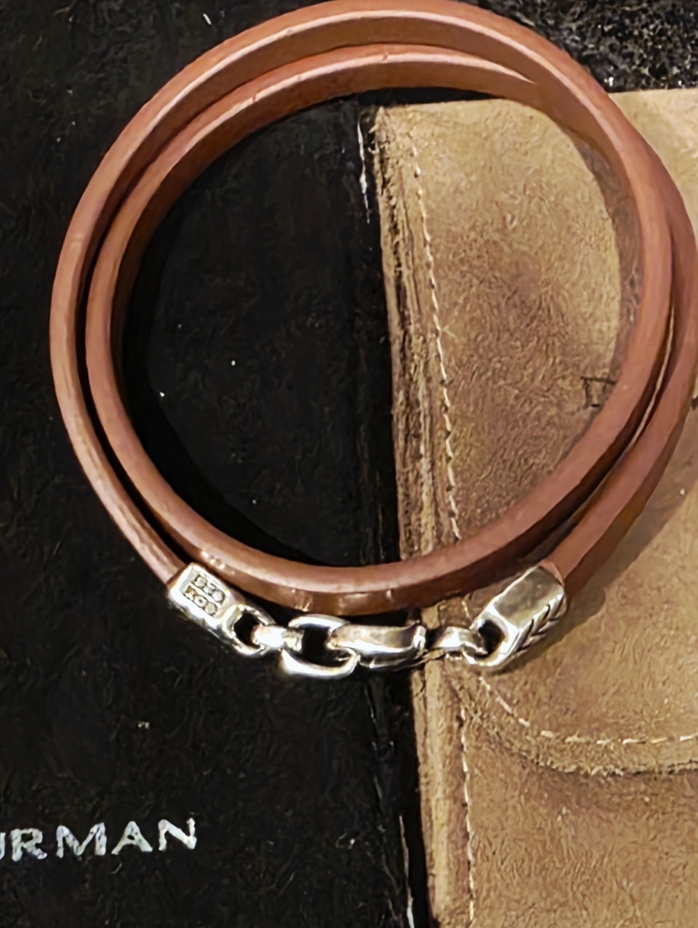 David Yurman Brown Double Wrap Leather Bracelet